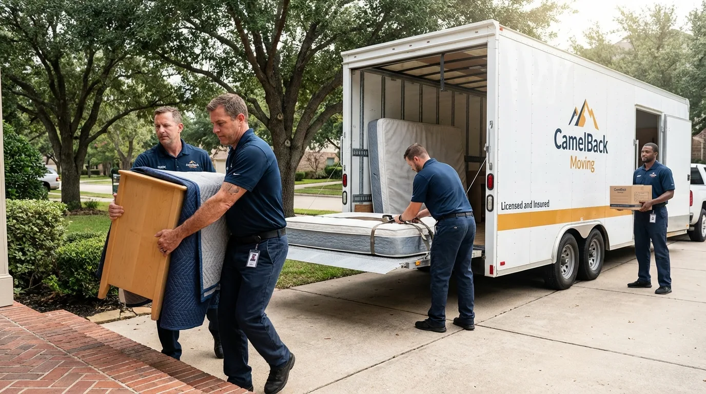 Crew loading residential truck for cross-state move from Chappaqua, NY